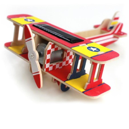Solar powered 3D wooden airplane