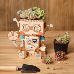 DIY Wooden Flower Pot Robot
