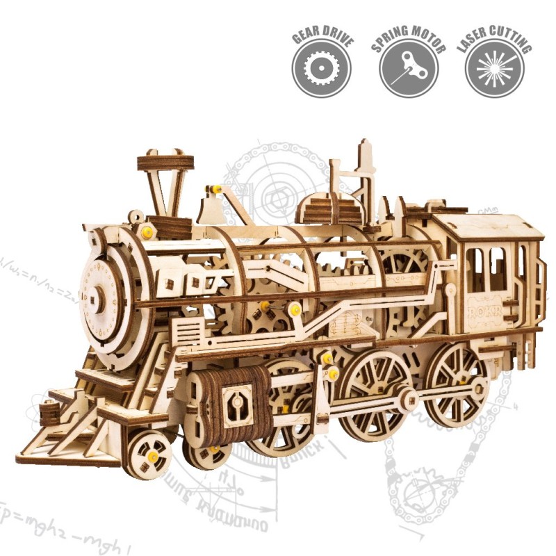 3D Wooden Mechanical Locomotive