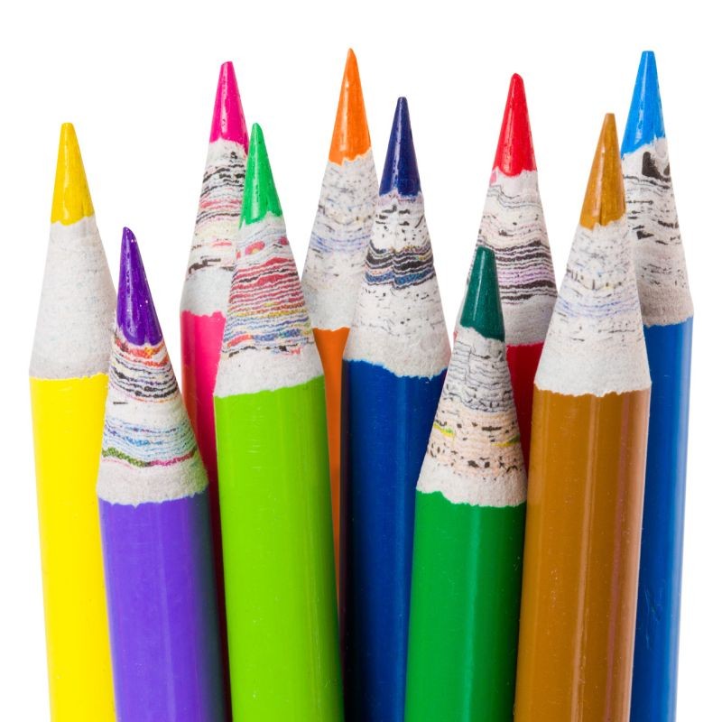 Recycled Newspaper Colouring Pencils, 10 Pack